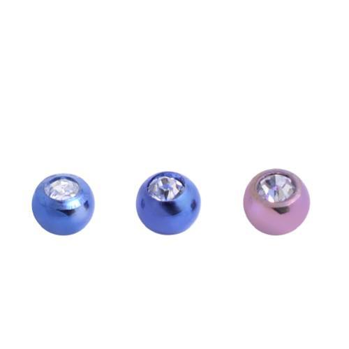 Coloured Titanium Threaded Jewelled Balls (T85*)